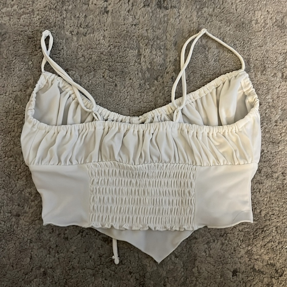 White Ruched Crop Top - Picture 3 of 3